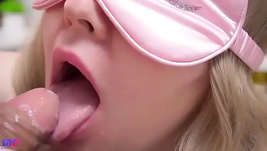 Asmr - nyepong kontol dengan lembut - close up, crot di mulut