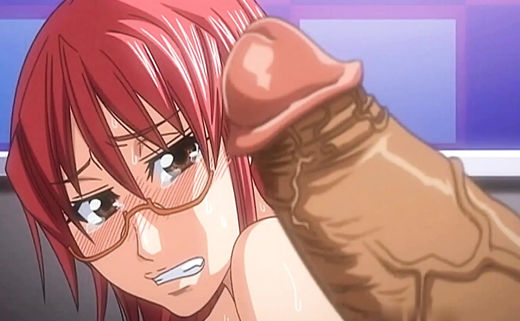 Hairy Giant Cock for a Naughty Redhead Bitch with Glasses (Hentai)