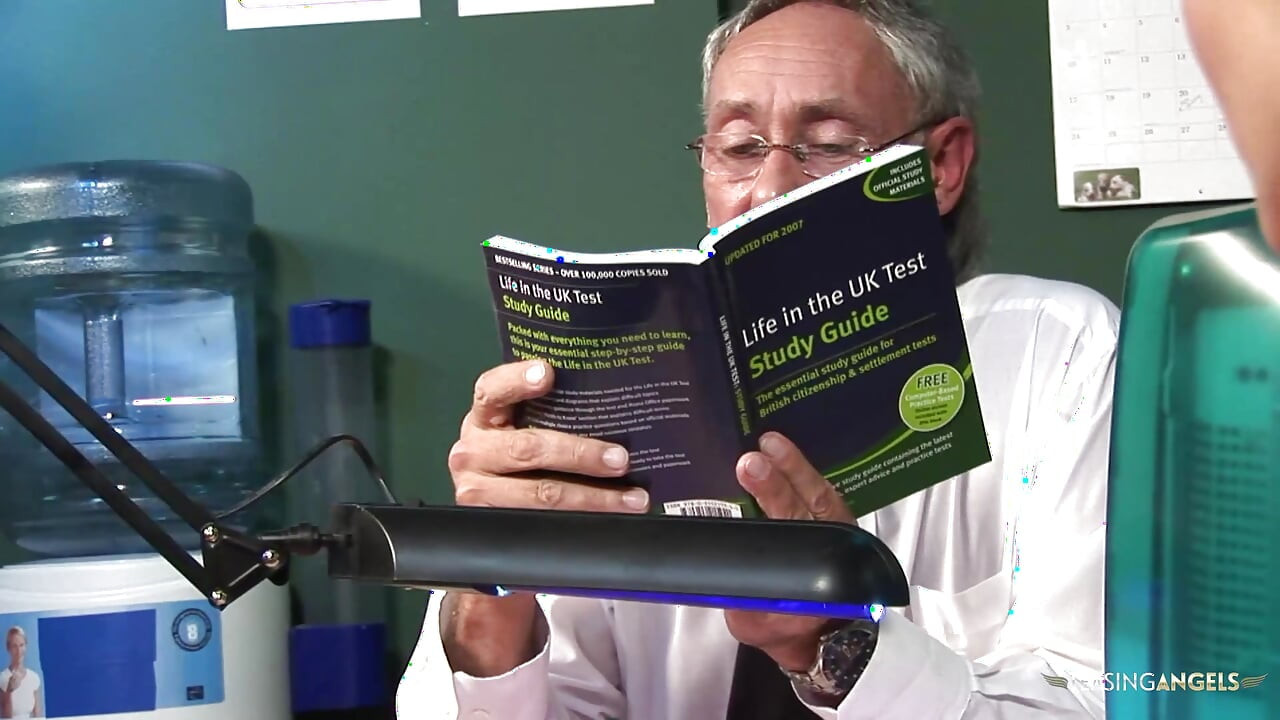 Older dude has a foursome with two horny girls in the office