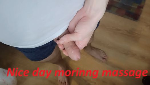 Een kleine ochtend aftrekken. ochtendmassage