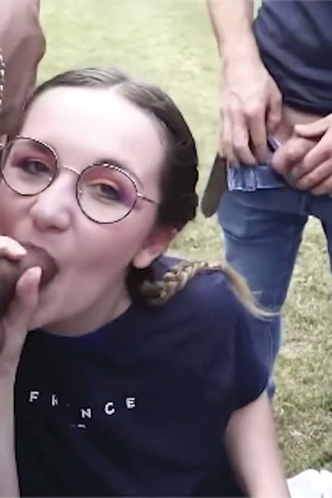 Nerdy Girl Swallows Loads During Dogging Session