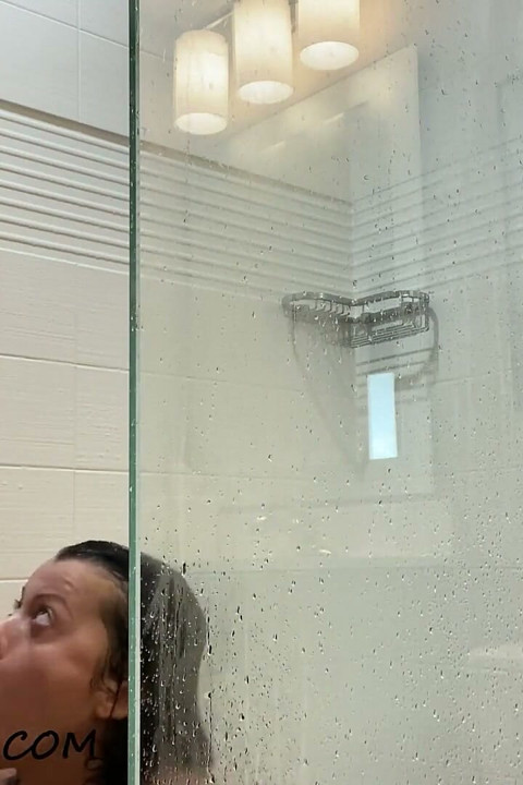 Hotel shower sex and huge facial with Nadia