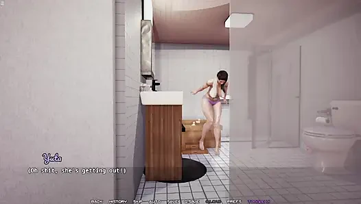 Stepson Jerking Cock While Watching Japanese Stepmom Masturbating Pussy In Bathroom