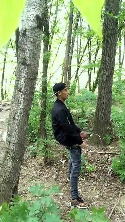 Bad Boy Jerks While Smoking Cigarette in a Forest - Almost Caught - so His Balls Stay Full