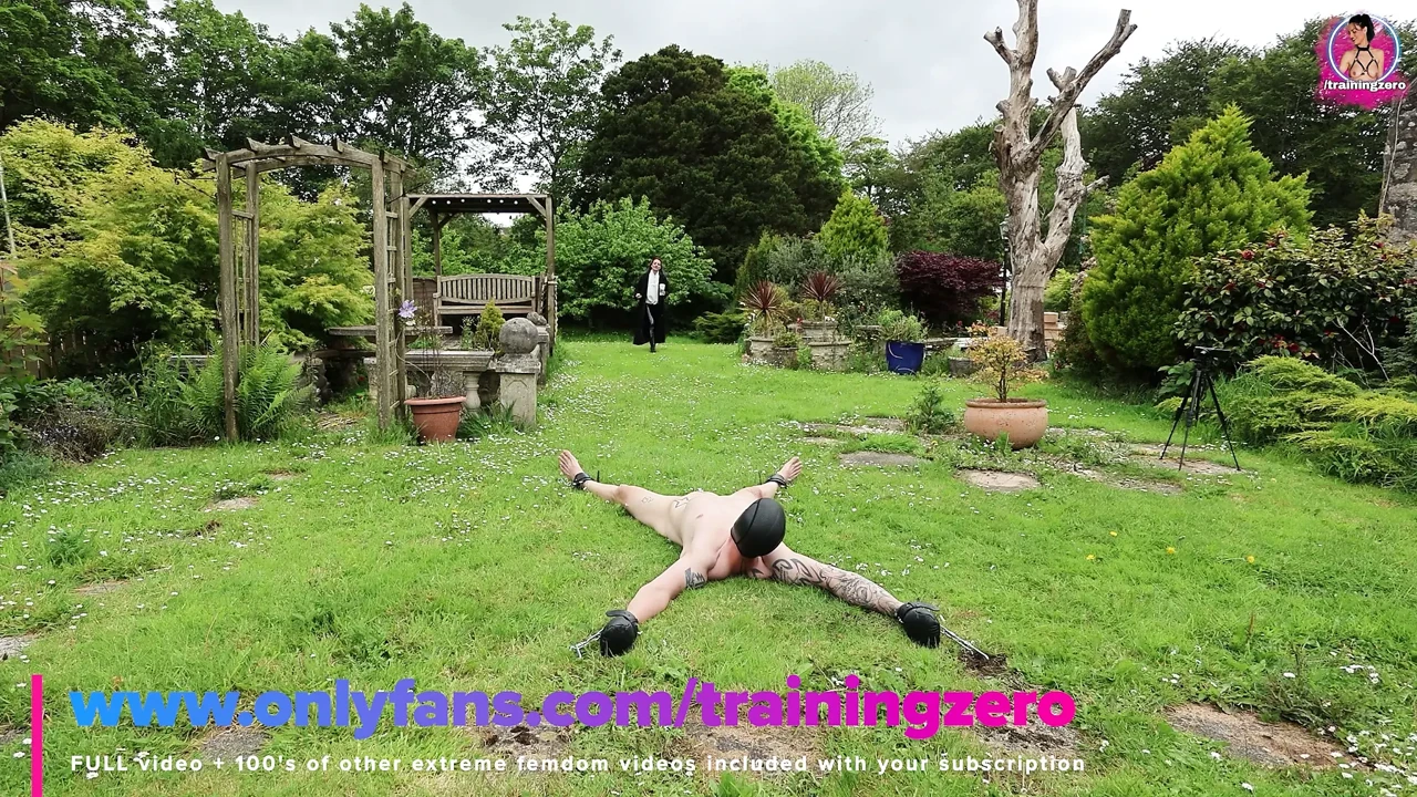 Training Zero Outdoor Femdom Bondage - Keeping Him Under Control All Day