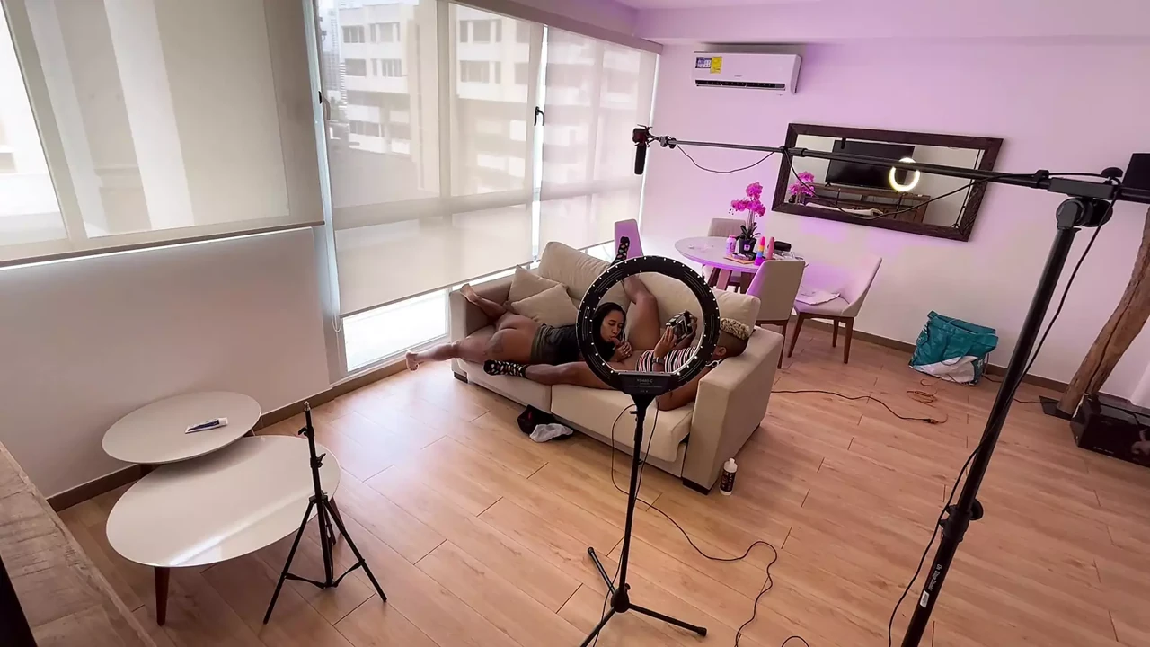 Stepmom and stepson. Risky cum in mouth. Behind the scenes