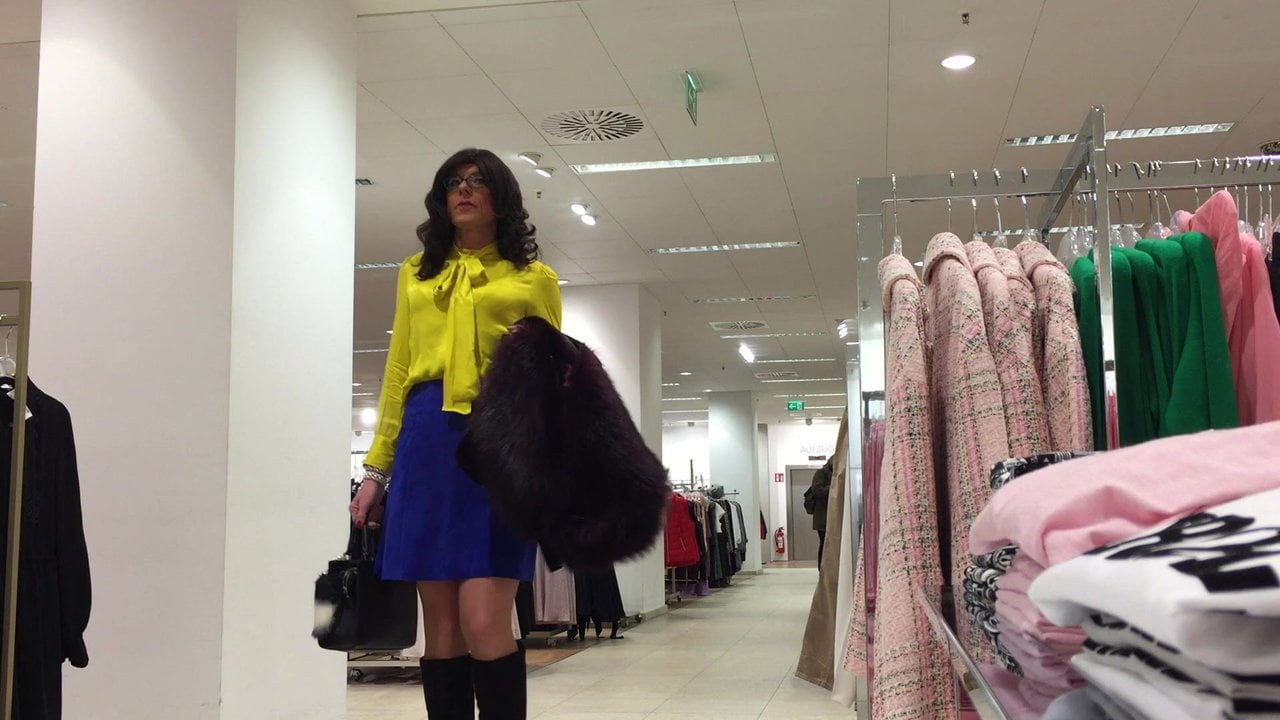 blue leather skirt