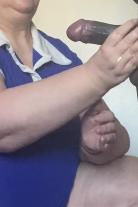 Handy GILF Handles Black Cock in Her Hand Nice