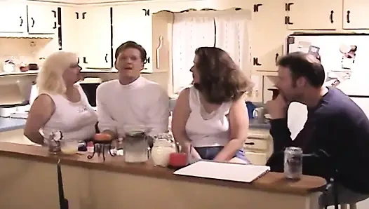 Mature Blondes and Brunettes in Wild Group Kitchen Orgy