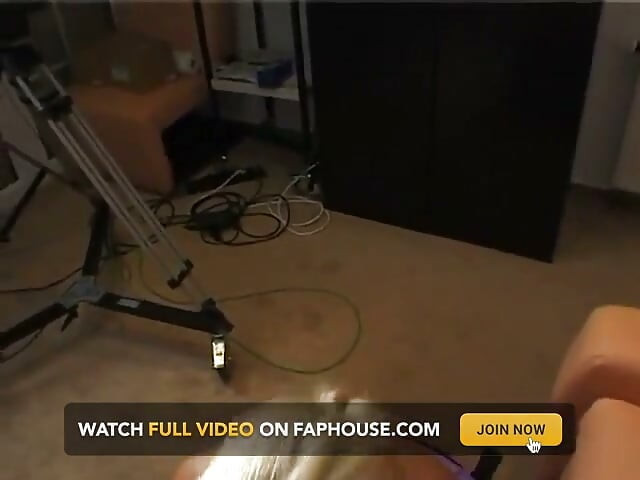 Blonde milf sucks a huge cock as the boy films her