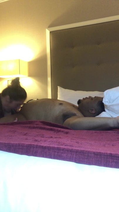 Sucking a her first black dick