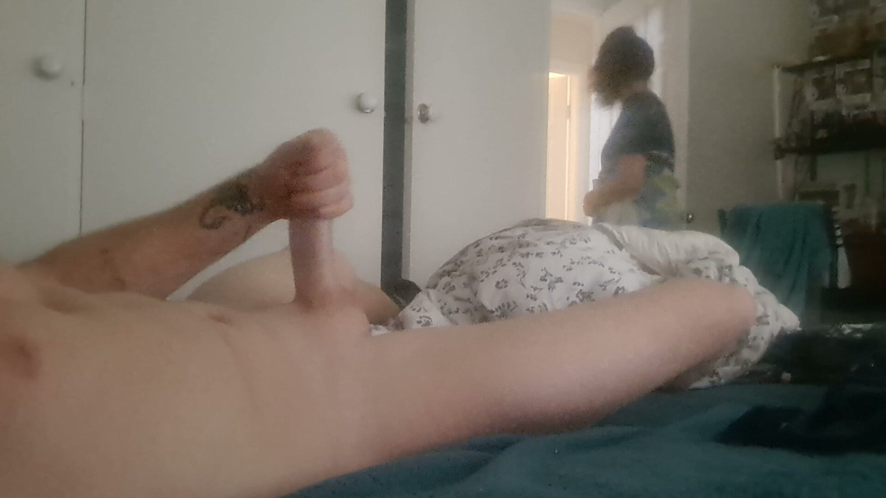 Step daughter walks in while I'm stroking my cock she gets embarrassed and walks out