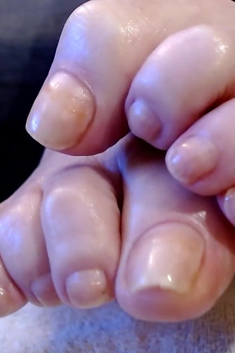 Long Natural Toenails Oiled Feet