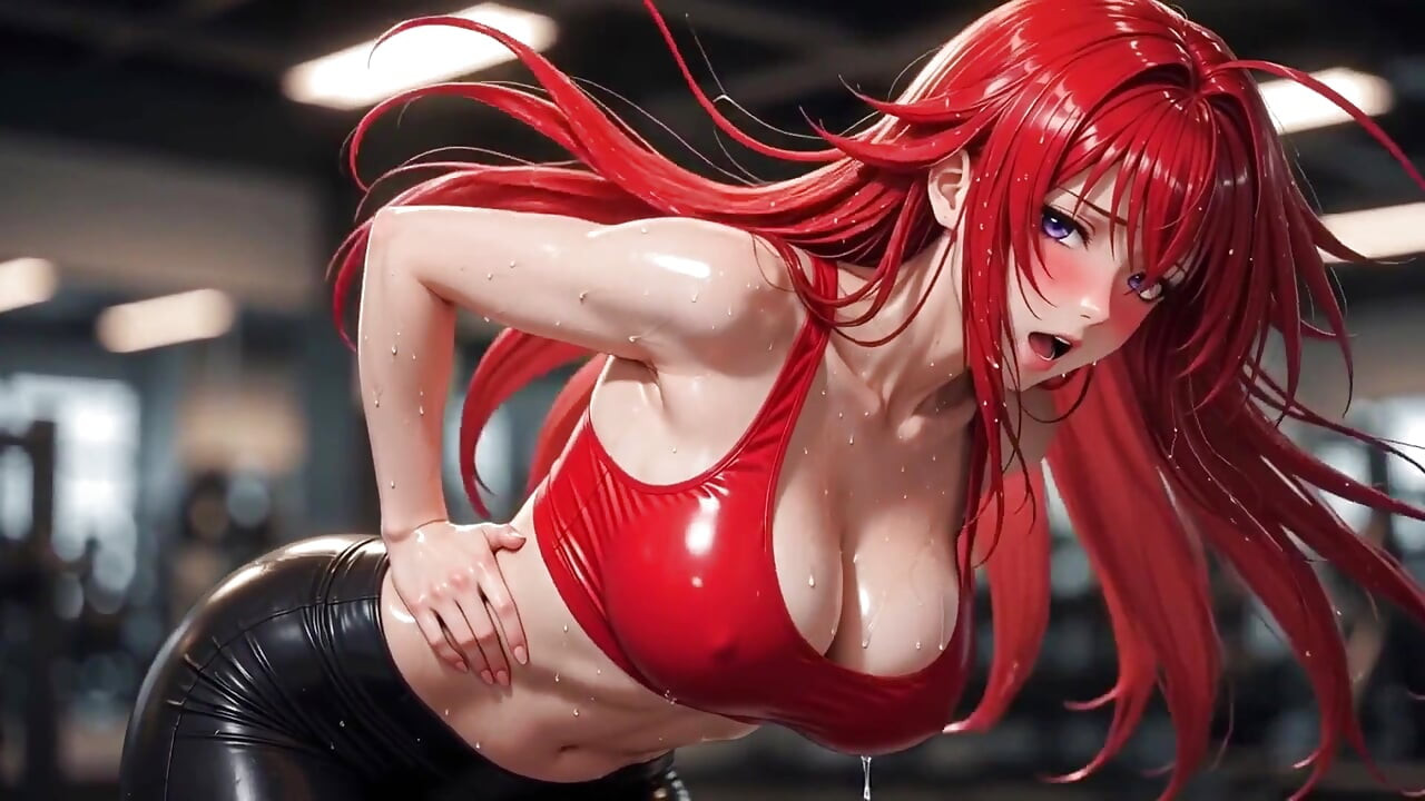 אוסף Ai Rias Gremory אימון חדר כושר זיעה גוף חושני מבריק