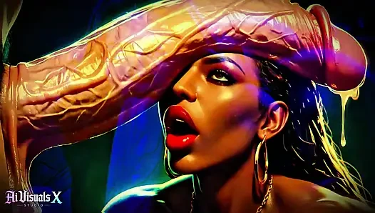 Dicke möpse und arsch, ebenholzgöttinnen - weißer schwanzanbetung: Dark ASMR & extremer Kontrast (4K AI animierter porno)