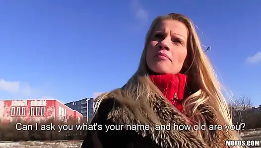 Public Pickups - Big Tits Blonde Lucie Gives POV Blowjob in Car