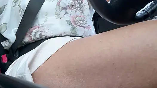 Hot mature lady goes to work and because she's horny she touches her juicy pussy in the car
