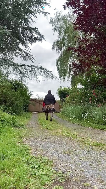 Dressed in a leopard skirt and lace for a night out