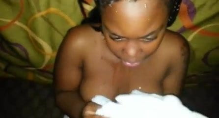 ebony cum shower