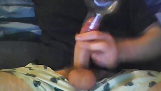 Hairy Cock Vacuum Sucking And Masturbating With Small Bottle