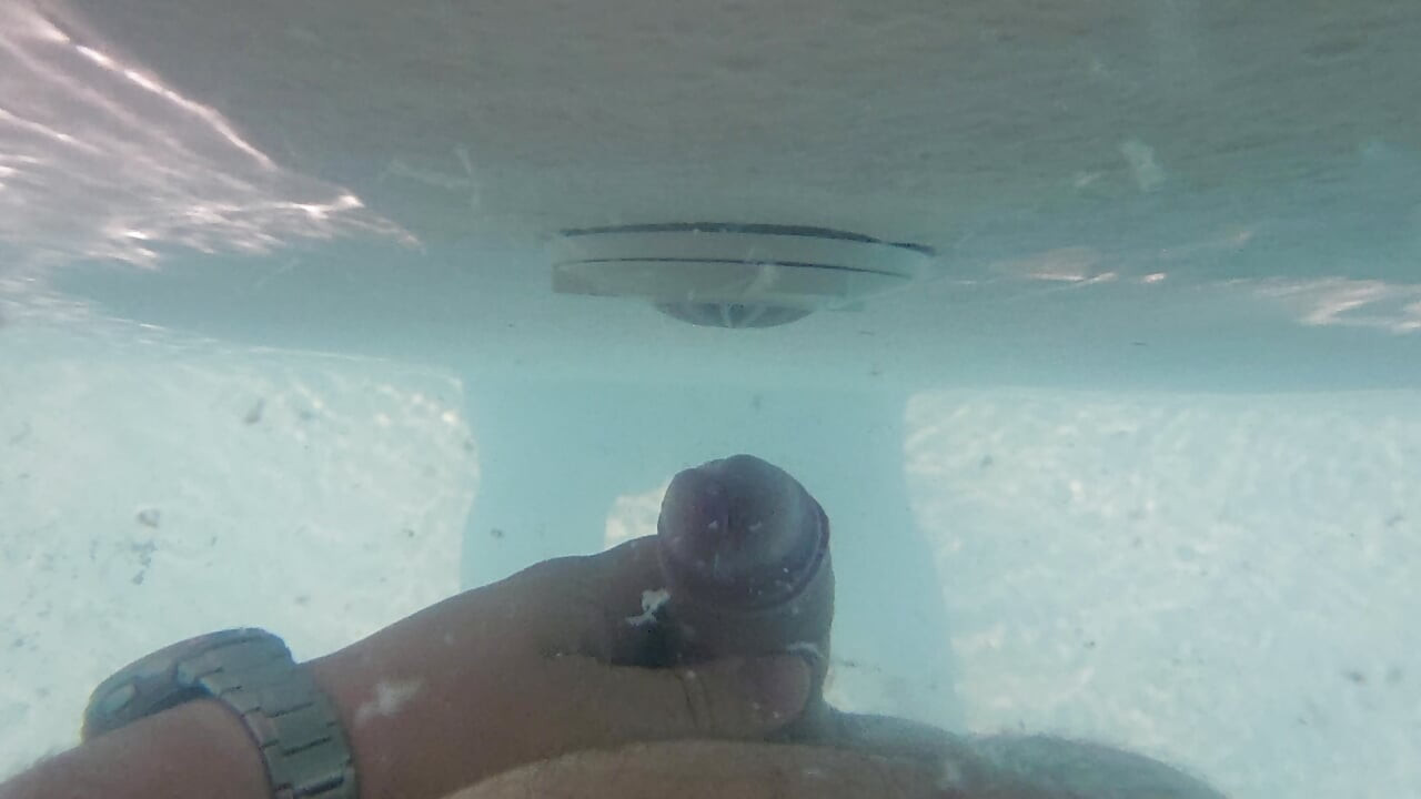 Water jet orgasm in pool