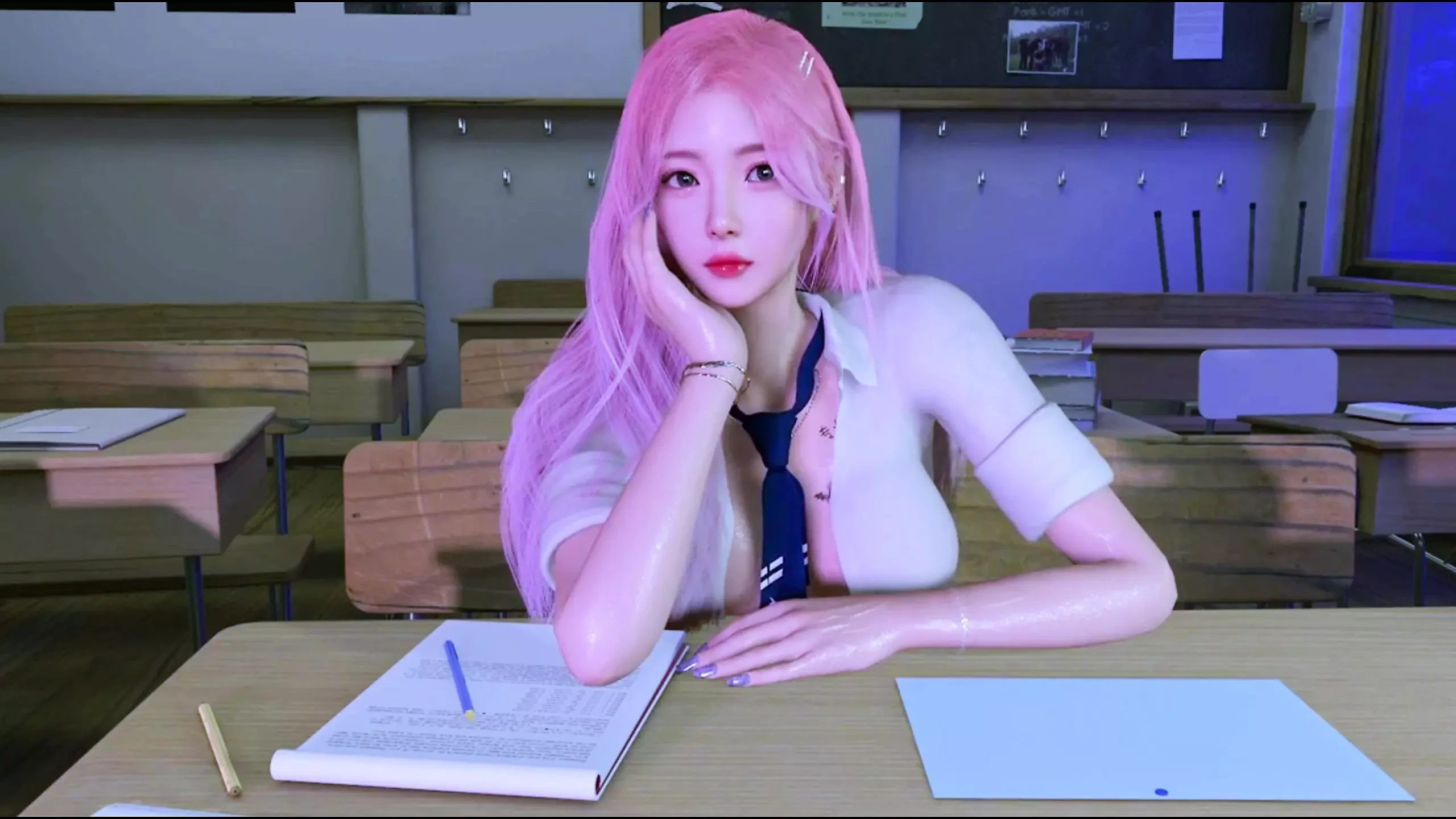 아름다운 학생 Enjoin 나이트 파티 첫 시간 - 3D 애니메이션 V519