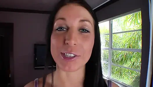Blowjob and deepthroat for a young brunette