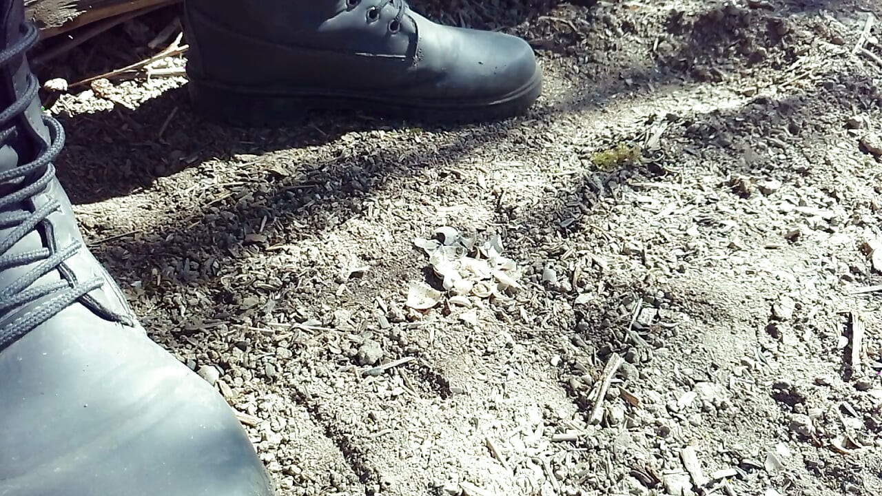 Jerk off and Cum After Empty Shells Are Crushed by Boots