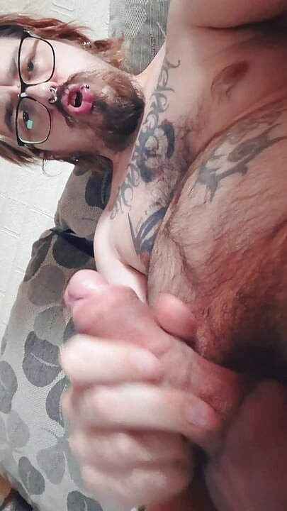 Sniffing my pits and tasting my feet while stroking my hairy dick