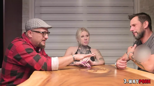 3-Way Porn - A Cute Tattoed Babe Gets Fucked Hard by 2 Dudes in a Threesome