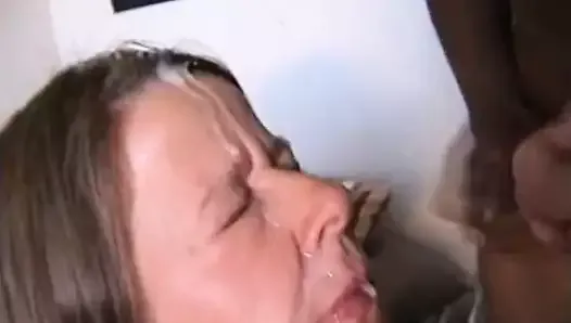 Mature takes a huge facial from a BBC