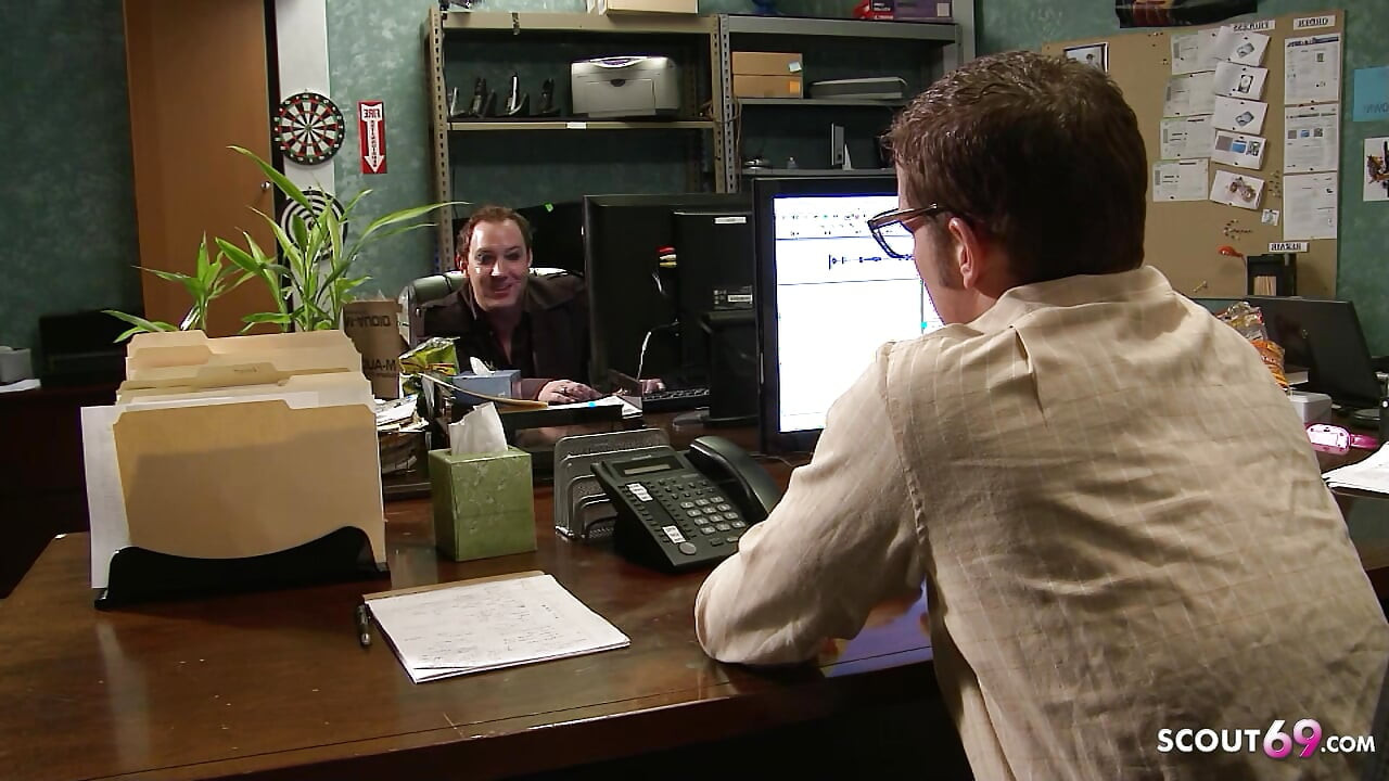 Blonde Office Girl seduce new Co-Worker Nerd with Huge Cock to Fuck her Anal