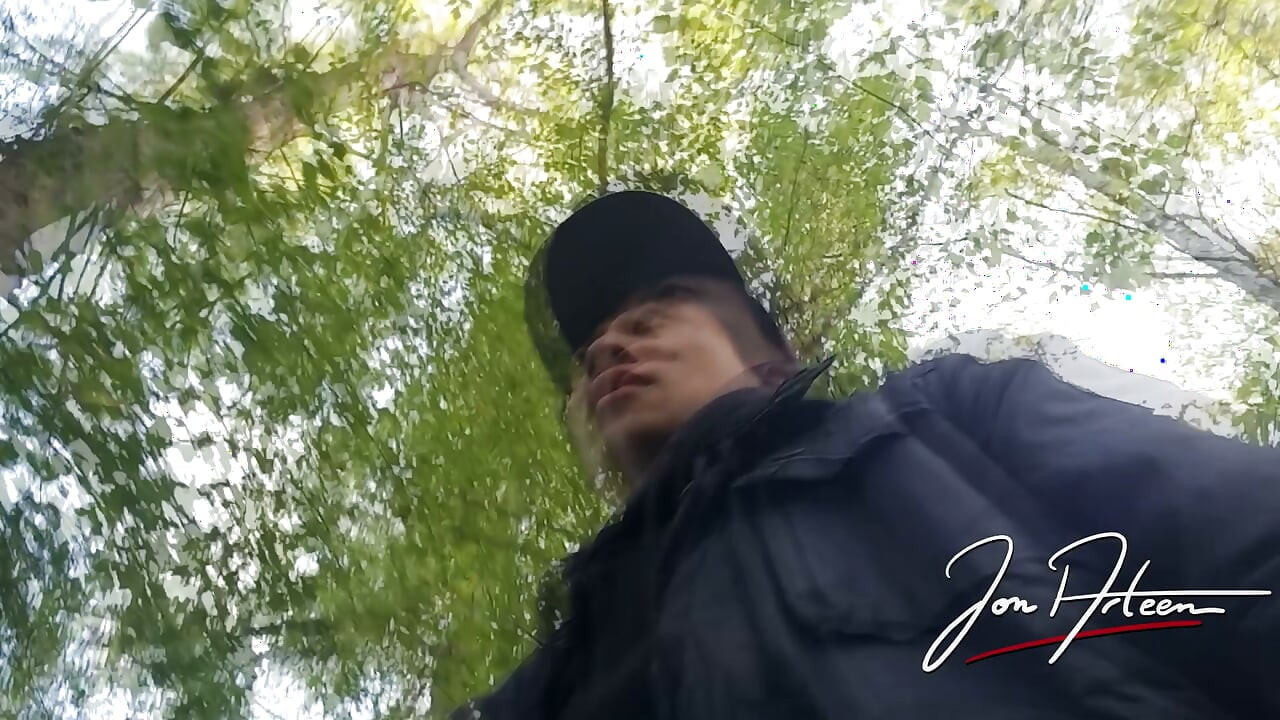 Gay boy Jon Arteen freeballing showing his dick and naked ass outdoor