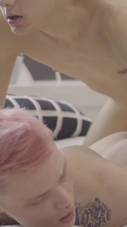 Punk twink Oliver gets spanked and dicked by brunette Logan!