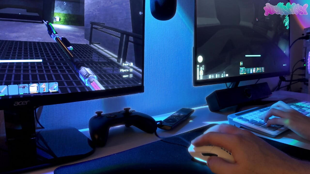 Dikke gamerbabe rolt ogen tijdens gepassioneerde regenachtige dag creampie