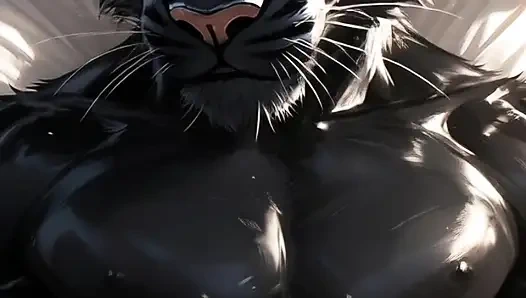 Пушистый Deer Doe мастурбирует в душе, фантазируя о черной пантере