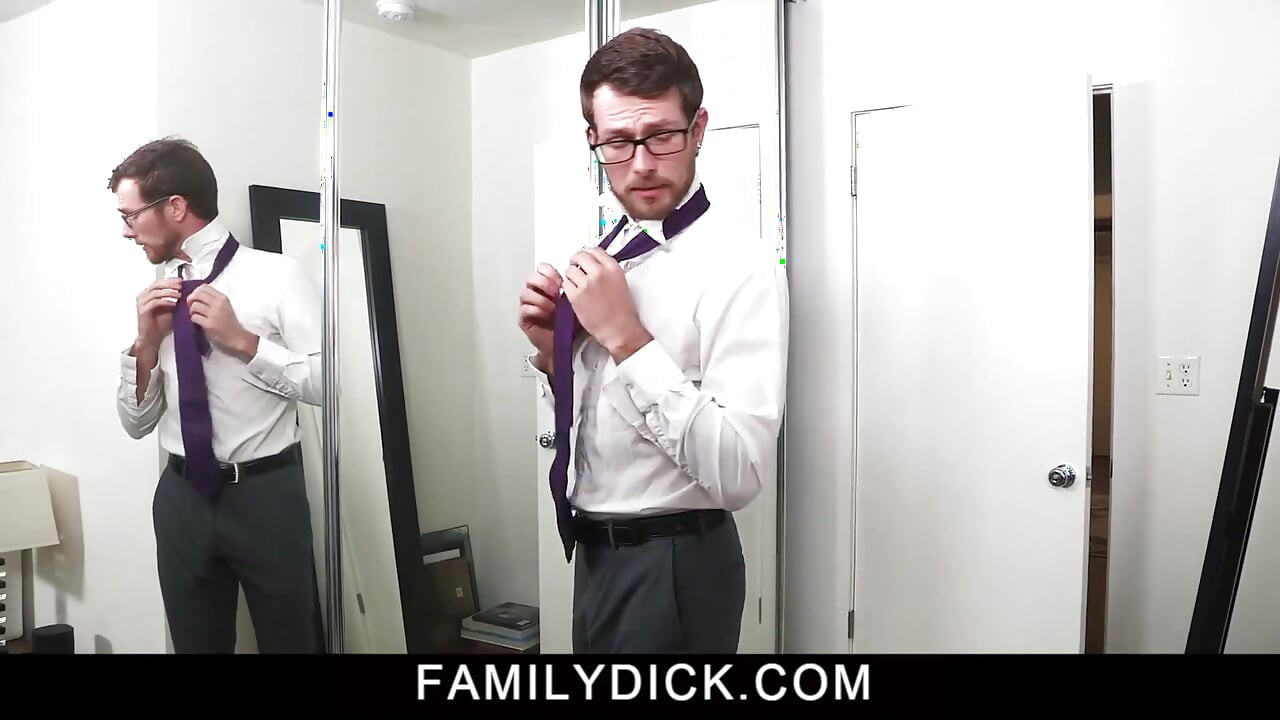 Daddy sticks his cock in stepsons mouth and ass before his meeting