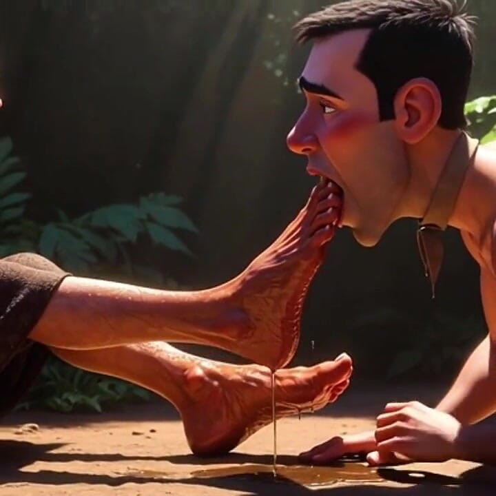 Submissive Man Serving Elderly Womens Feet in Nursing Home