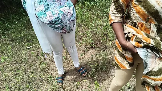 Outdoor blowjob and breast licking