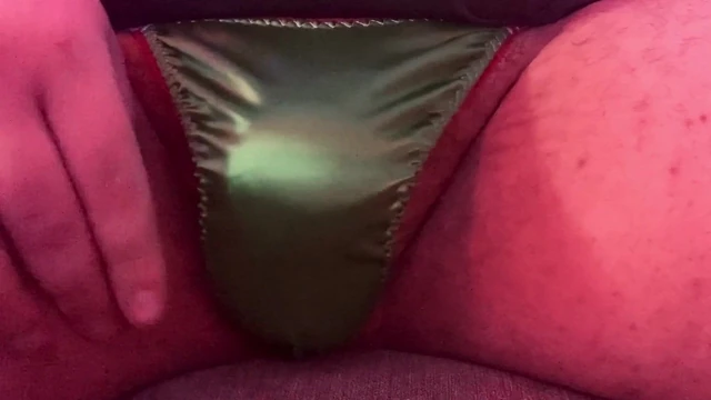 Little Green Satin Thong Play