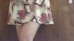 Playful in sexy dress gets the urge masturbating