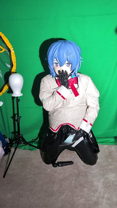 PVC Kigurumi Cosplayer Madoka Uniform Vibrator and Breathplay
