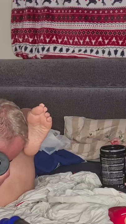 Dirty milf - a huge dildo in her pussy and hubby's asshole in front of her to lick is all this bitch needs. | Clip 1