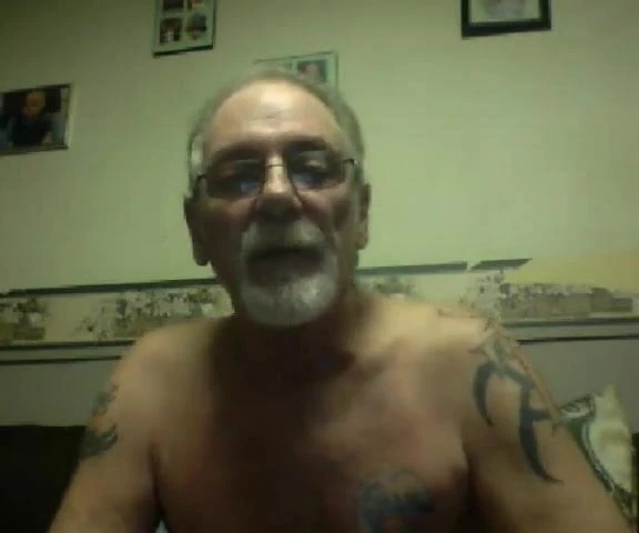 nice grandpa smoke cigar and show cock