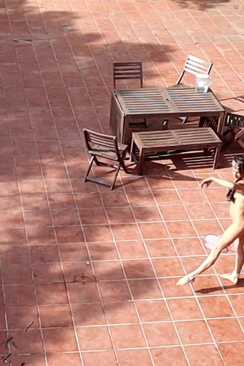 Couple Playing and Fucking in the Courtyard, Outside