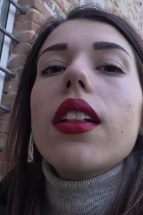 Outdoors smoking on the stairs with sweet Petra