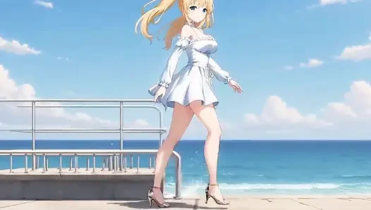 Blonde Mini Dress Slut Pier Ass & Tit Flash Loud Masturbation Ai Generated