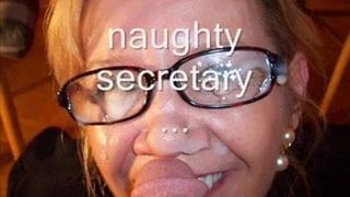 Mature secretary likes cum on her glasses