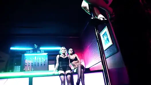 Horny sluts are ready to please each other in a strip-room