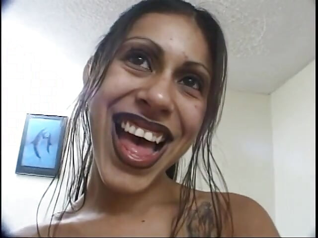 Lovely butt Latin chick gets hardcore fucked with two juicy dongs in bed